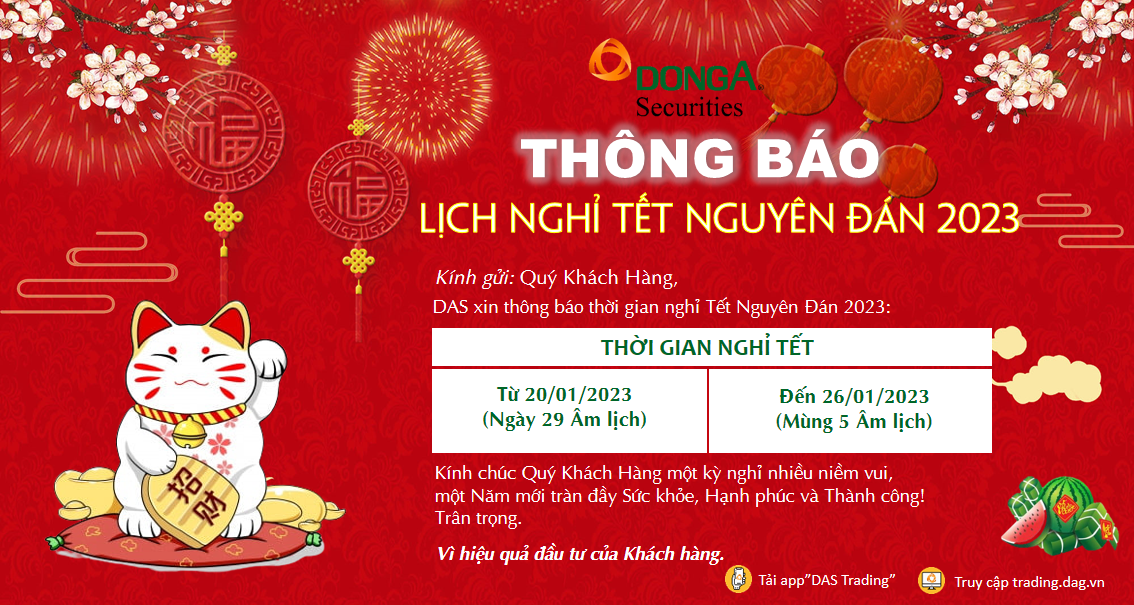 DAS THÔNG BÁO LỊCH NGHỈ TẾT NGUYÊN ĐÁN NĂM 2023